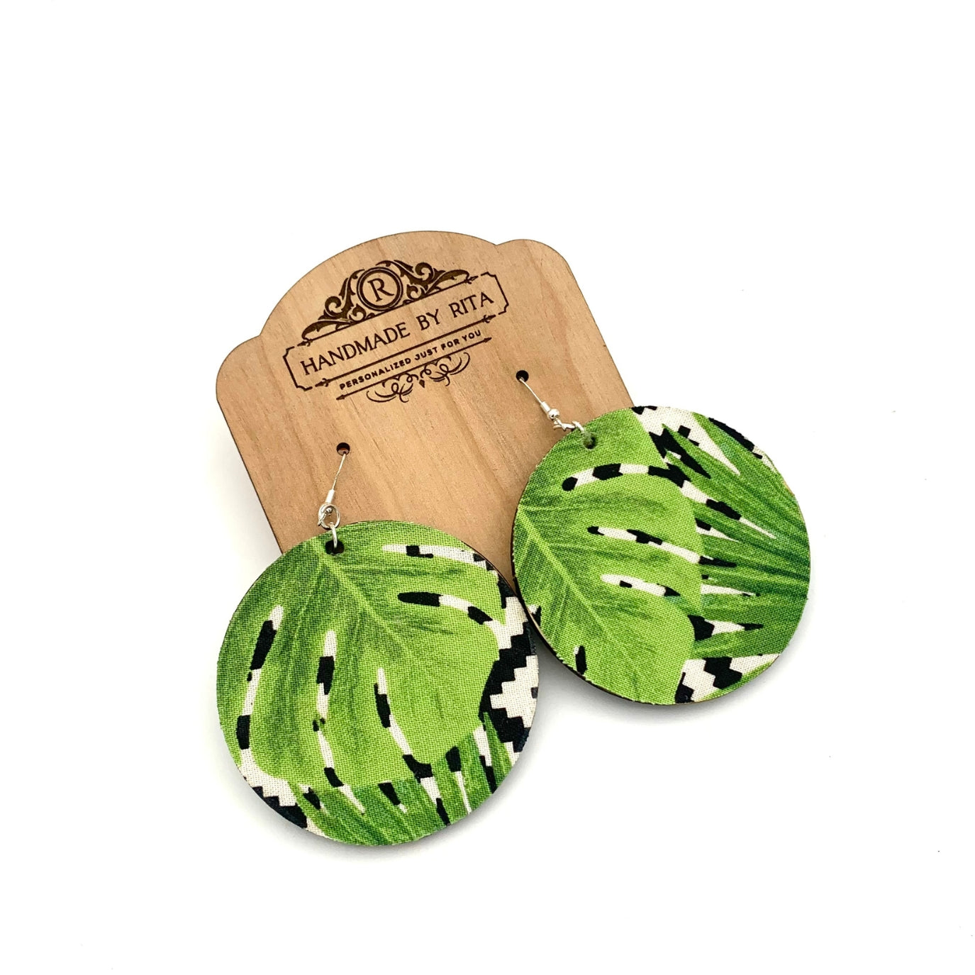 Monstera Round Shaped Earrings