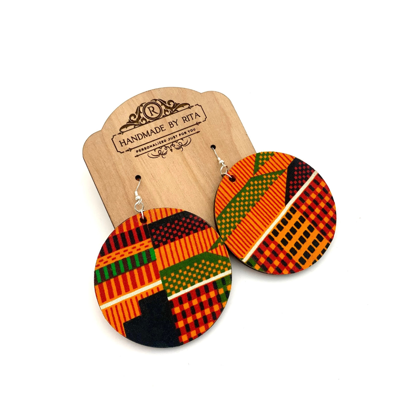 Round African Print Earrings