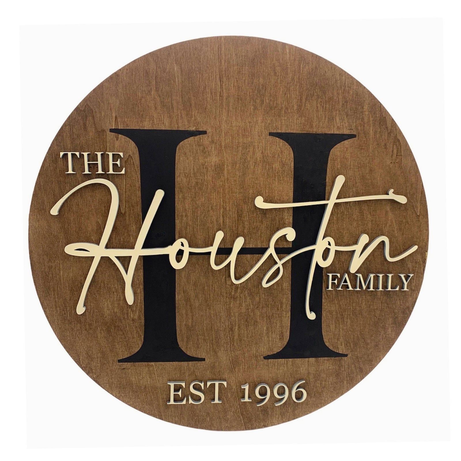 Round EST Wood Sign